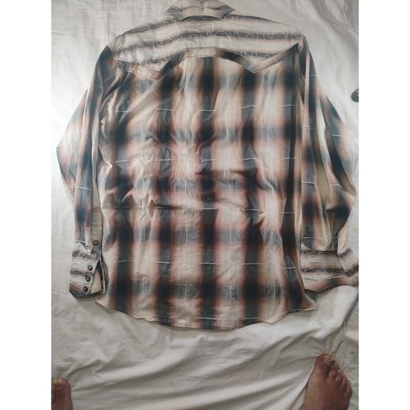 Mens B&D by Panhandle Slim Lg Long Sleeve Pearl Snap Shirt Western Wear Brown - Picture 11 of 13